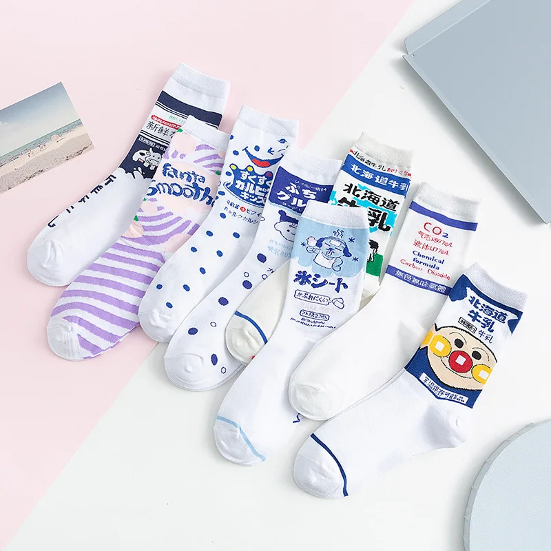 Новые весенние носки с мультяшными фруктами женские хлопковые модные креативные