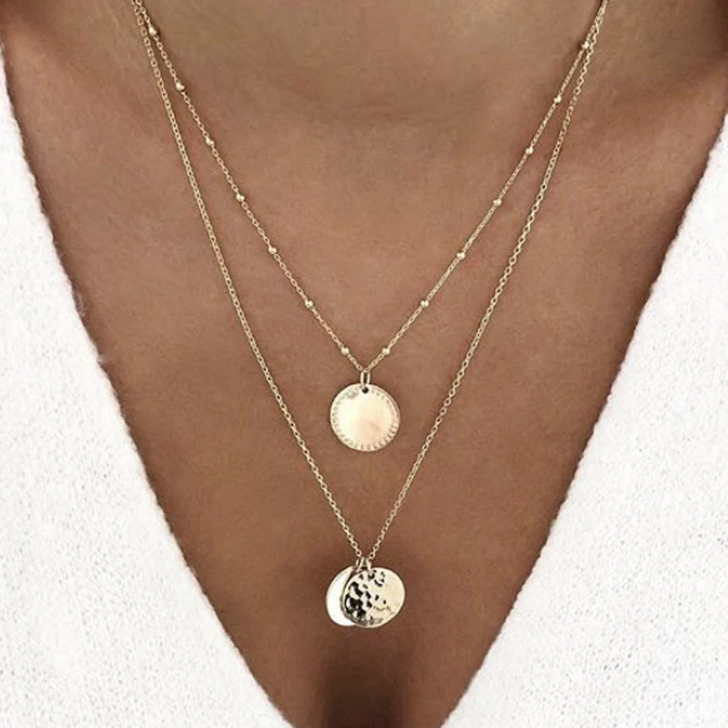 Модное многослойное ожерелье docona с золотой пластиной для женщин и девушек