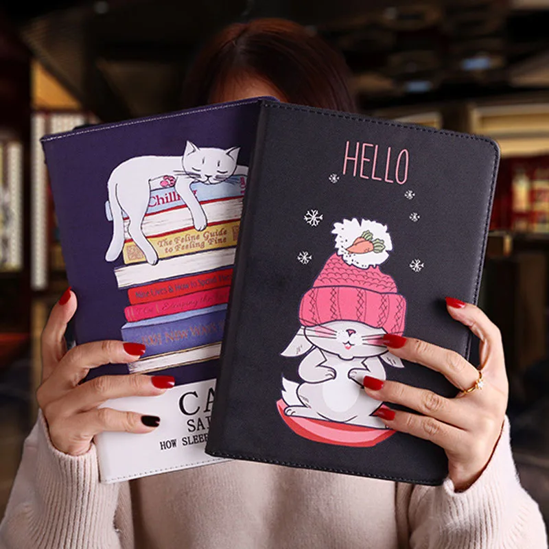 

Tablet Protective Case For ipad Mini 1 2 3 Flip Smart Stand Cover Pu Leather Cat Cartoon illustration Case For ipad Mini 4 5