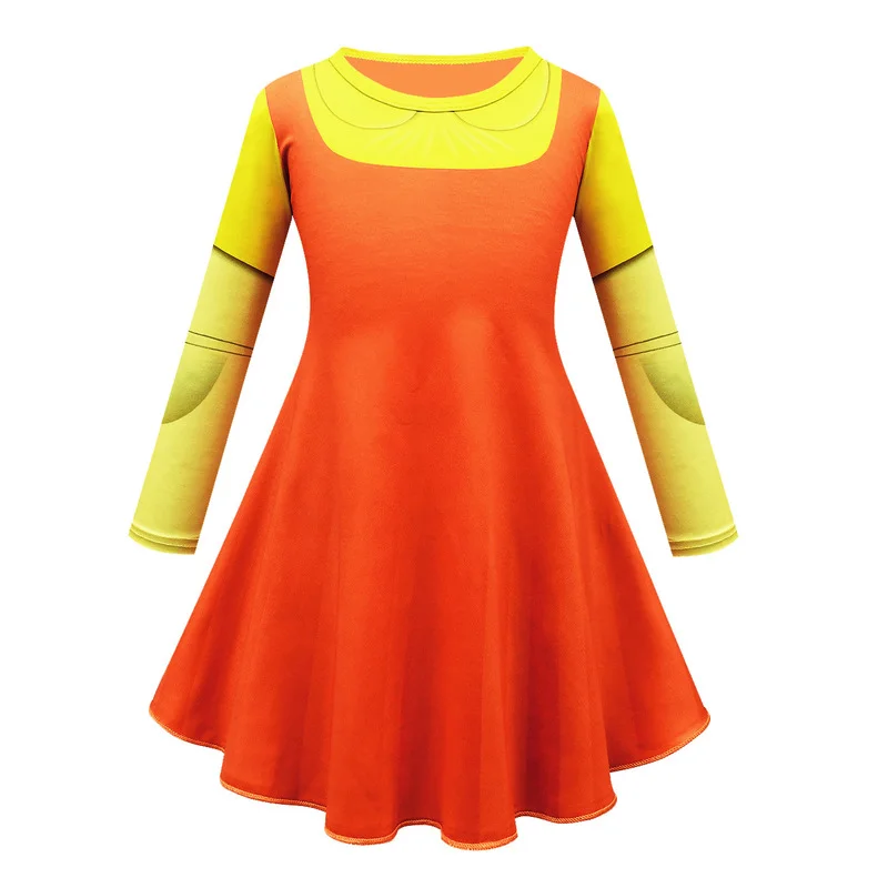 Новинка Детский костюм из игры кальмар с длинными рукавами 123 Кукольное платье