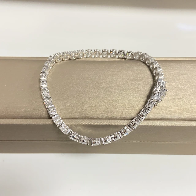 10K White Gold Oval Emerald and Diamo… | Tennis bracelet diamond, Womens  bracelets, Diamond bracelet