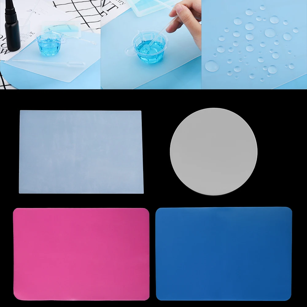 

Transparent Silicone Pad Clear Mat Pink Resin Pad Tool High Temperature Resistance Sticky Plate for DIY Epoxy Making Supplies