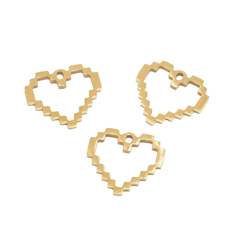 5 шт./лот золотой тон полые из нержавеющей стали мозаика сердце кулон для DIY