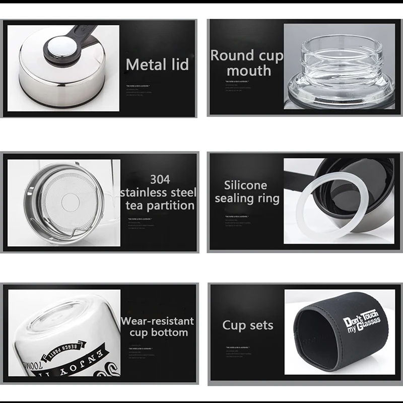 700/1000 мл стеклянная бутылка для воды с рукавом уличная лимонного фруктового сока