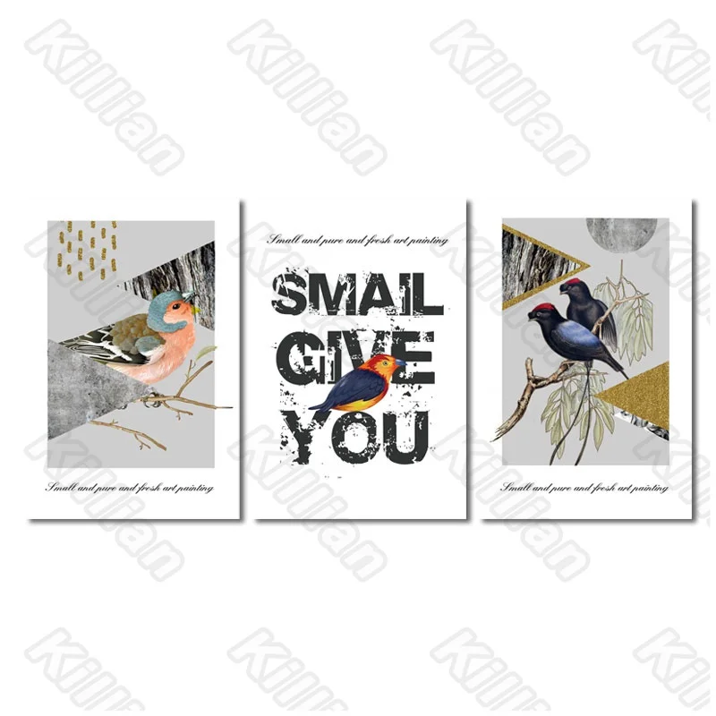 

Bird Frameless Poster Home Bedroom Decorative Living Room Branches Canvas Painting Hd Print Poster Abstract Style Fresco