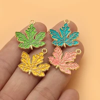 10pcslot colorful oil droplets maple leaf charms pendants for diy earrings bracelets jewelry making alloy leaves accessories