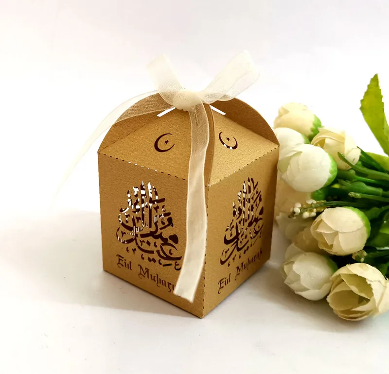 10 шт. коробка для конфет Eid Mubarak бумажные подарочные коробки рукоделия счастливые
