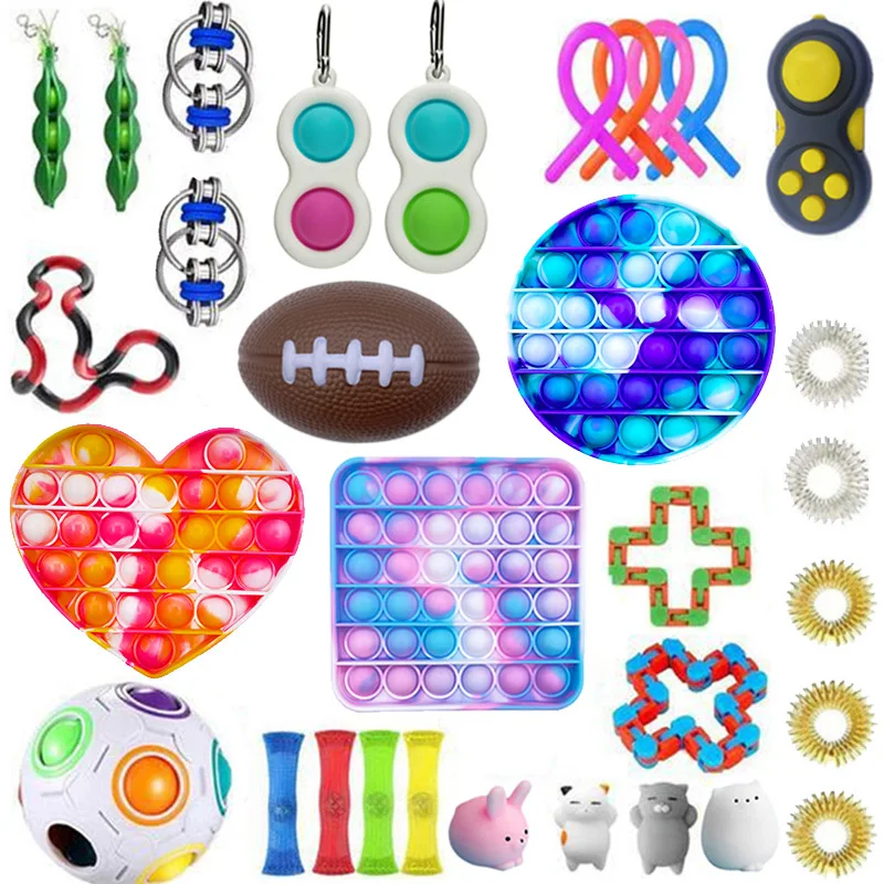 

29pc Fitget Toys Pop Game Adult Kid Push Bubble Fidget Sensory Toy Autism Special Needs Stress Reliever Popoit Figet Speelgoed