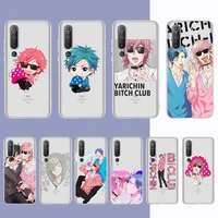 yarichin bitch club anime phone case for xiaomi 10t pro 11 note10lite redmi 5plus 7a 8 k20pro 9a note 9 pro max s 10