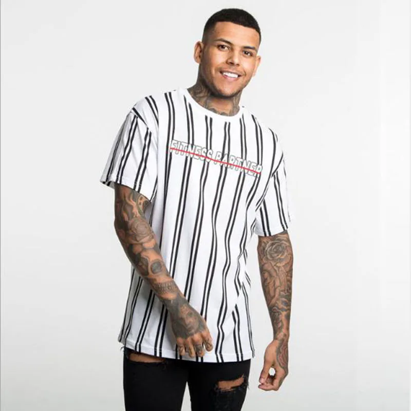 

2019 New Mens Striped t shirt Summer Loose Short sleeve O-Neck T-shirt Male Casual Fashion Hip hop Tees Tops Streetwear Clothing
