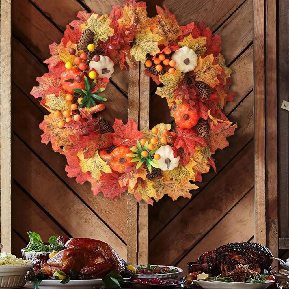 

Дверной венок на День Благодарения, украшение, урожайные тыквы, Осенний венок, имитация Амазона, тыква, кленовый лист, гирлянда, Декор
