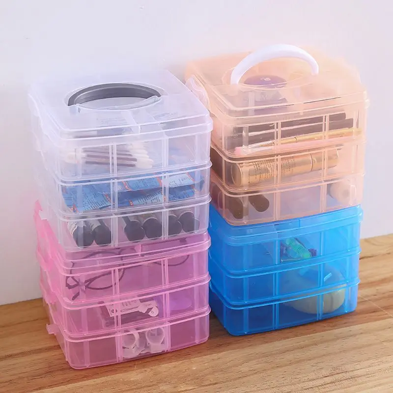 

Transparent portable large jewelry storage box, removable grid, jewelry storage ring, necklace box, container, display cabinet