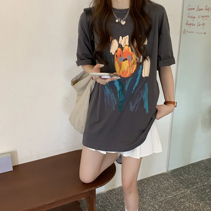 Женская футболка средней длины с коротким рукавом Новинка лета 2021 шикарная