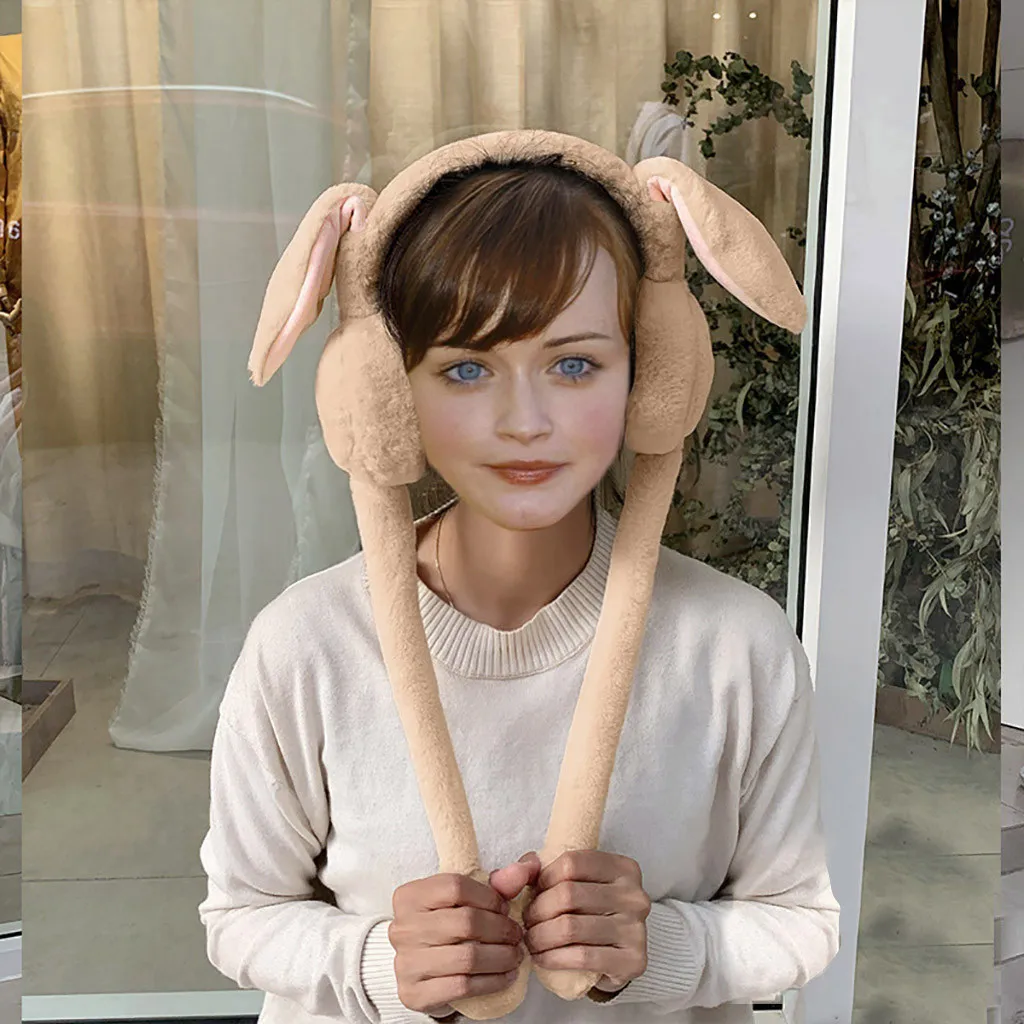 SAGACE мужские и женские плюшевые наушники длинные уши шапка кролик подушка