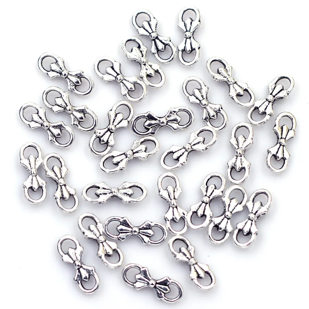 

30Pcs Connectors Bow Tie Flower Silver Tone Fashion Jewelry DIY Making Findings Charms 15x5mm