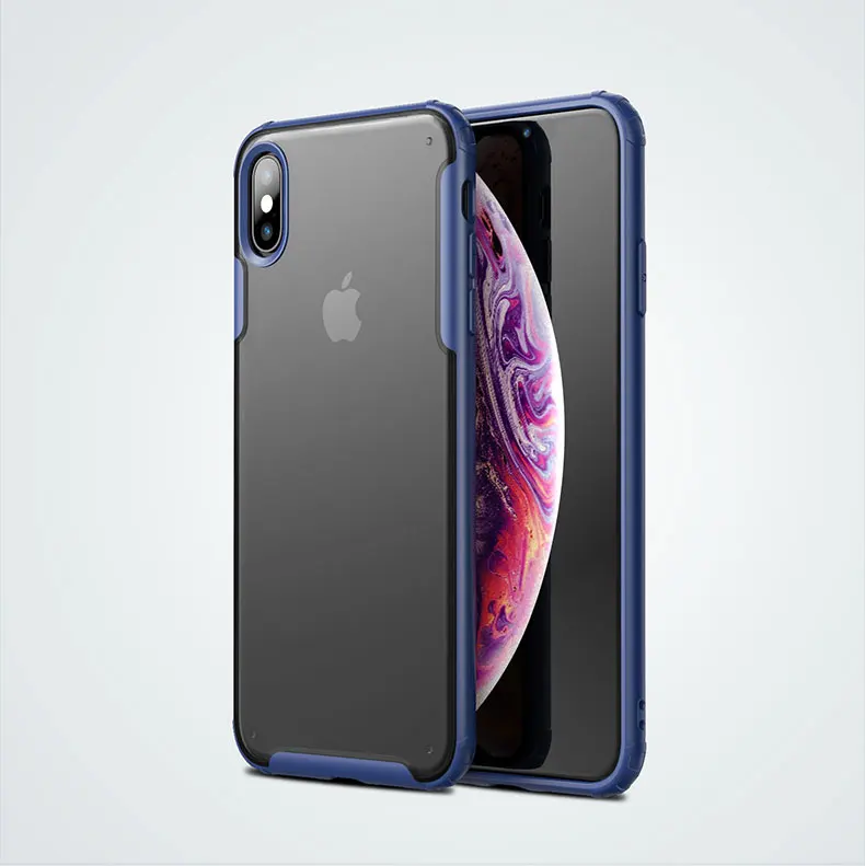 Для iPhone Xs MAX XR 8 7 Чехол Ультра тонкий прозрачный PC задняя крышка с Резиновый ТПУ бампер, противоударный чехол