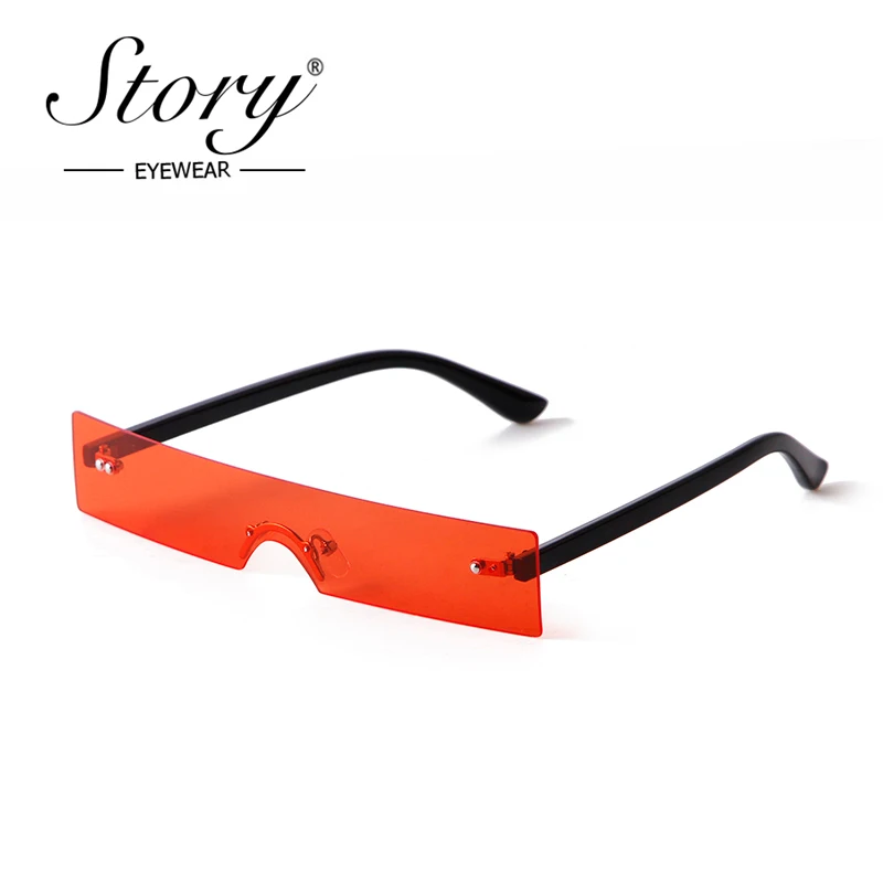 

Солнцезащитные очки без оправы S1817B для мужчин и женщин, винтажные прямоугольные брендовые дизайнерские ретро солнечные очки с красными лин...