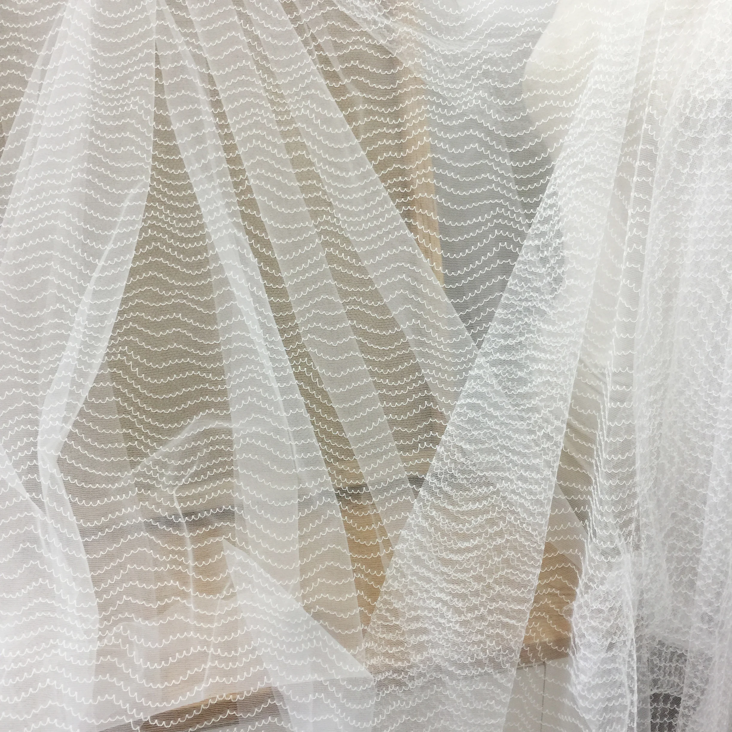 5 ярдов изысканная полосатая мягкая Тюлевая вышитая кружевная ткань для