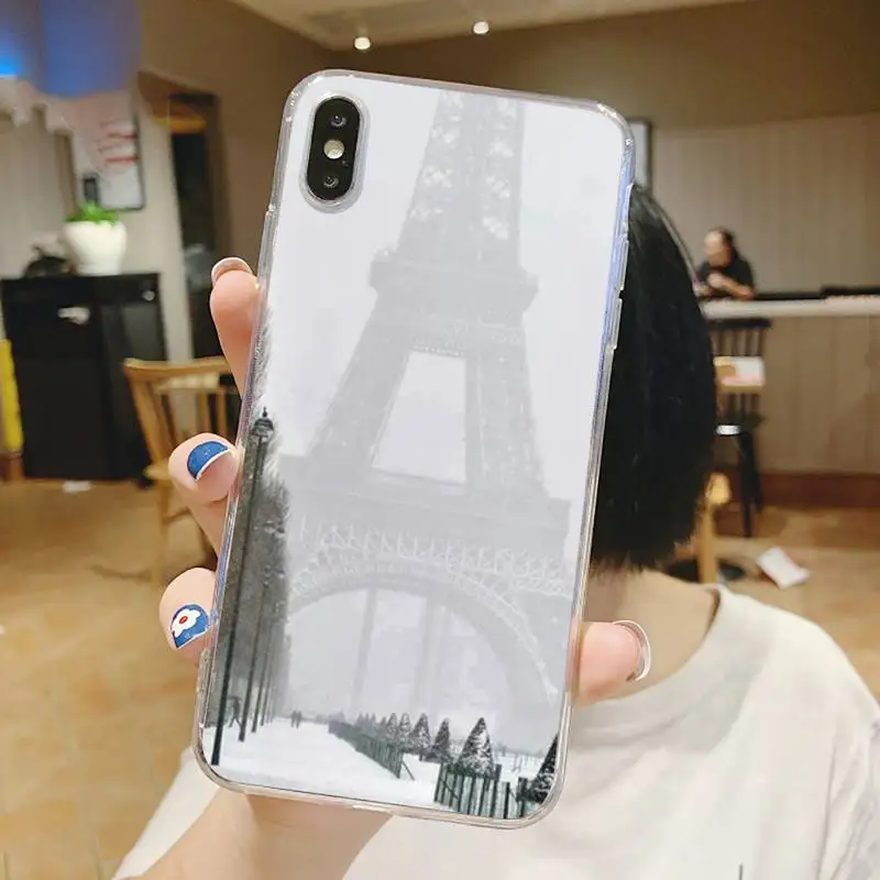 

Winter New York Central pattern Phone Case Transparent for iPhone 6 7 8 11 12 s mini pro X XS XR MAX Plus