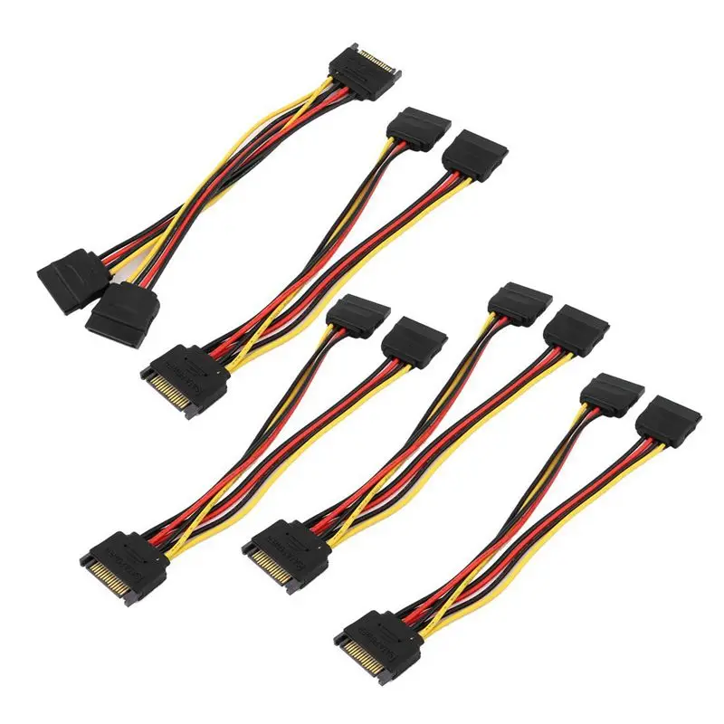 5 шт. 15 Pin SATA папа 2 распределитель Женский кабель питания|Кабели питания| |