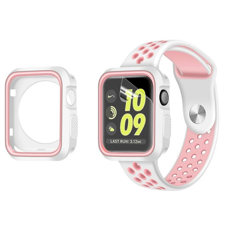 White Pink Стильный защитный чехол-накладка для iWatch 3 2 1 38 мм 42 мм аксессуары для протектора экрана ремешок для Apple Watch 4 5 40 мм 44 мм - Цвет: White Pink