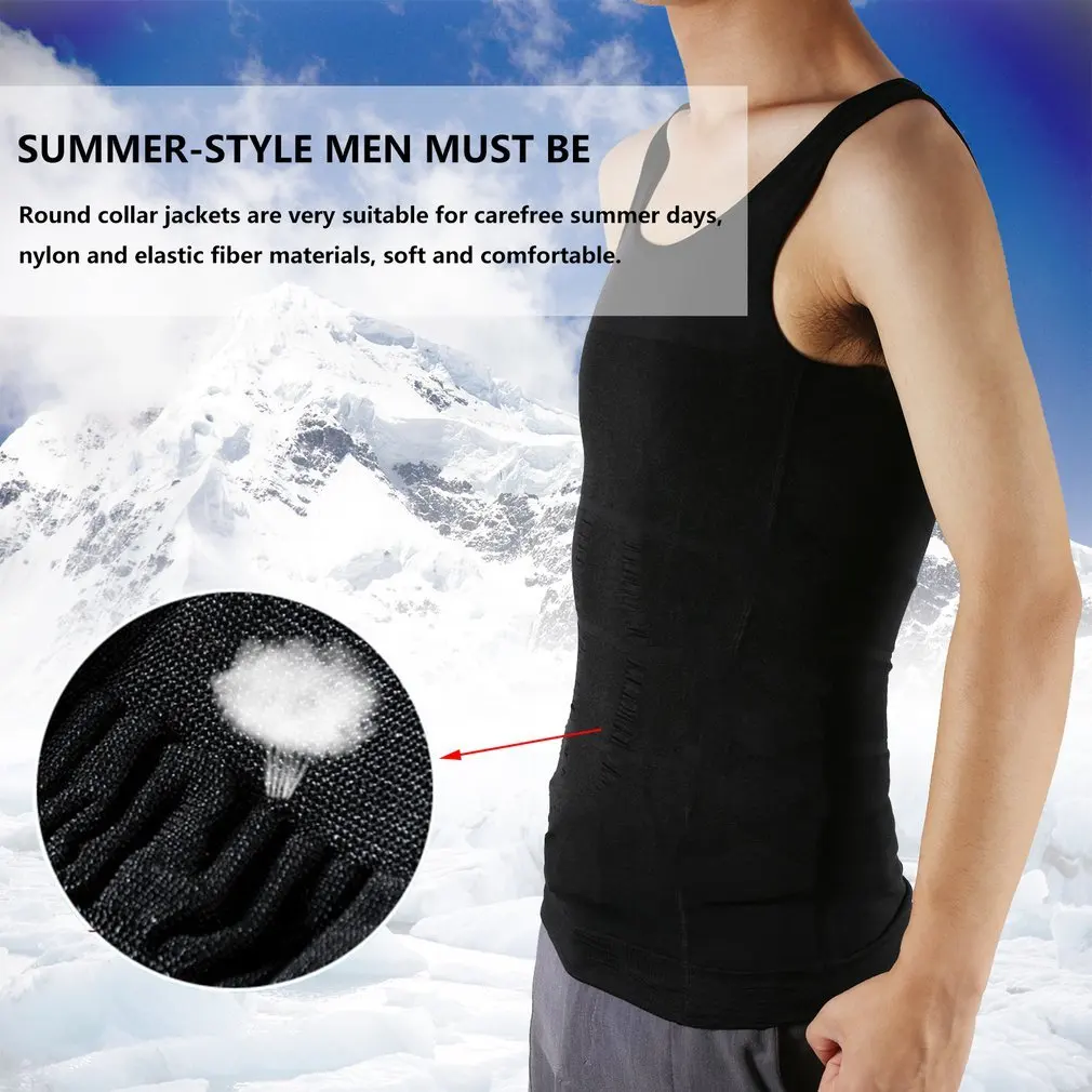 Мужской корсет для похудения корректор живота жилет талии рубашка черная/белая