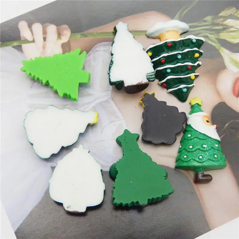 

Mix Resin Christmas Tree Charms Snowman Pendant Flatback Cabochon Jewelry DIY Findings Home Decor Xmas Accessories