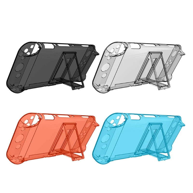 

Transparent PC Crystal Shell Protective Case Cover with Bracket Frame Clear Protector for NS Switch OLED Game Console Accessorie