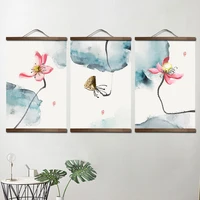custom chinese style green plants canvas decorative painting store bedroom living room wall art solid wood scroll painting