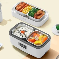 electric lunch box multifunction rice cooker food warmer stainless steel portable double layer heated lunch box travel 220v