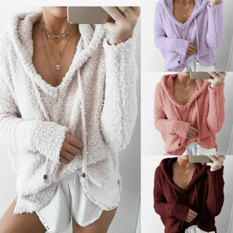 

NORMOV 2019 женские толстовки, однотонные пуловеры, свитшоты с капюшоном на шнурке, женские повседневные свитшоты с длинным рукавом