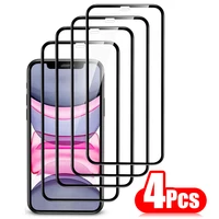 Защитное стекло с полным покрытием для iPhone 13, 12, 11 Pro Max, 6, 7, 8 Plus, X, XR, Xs Max, 13 Mini, 4 шт.