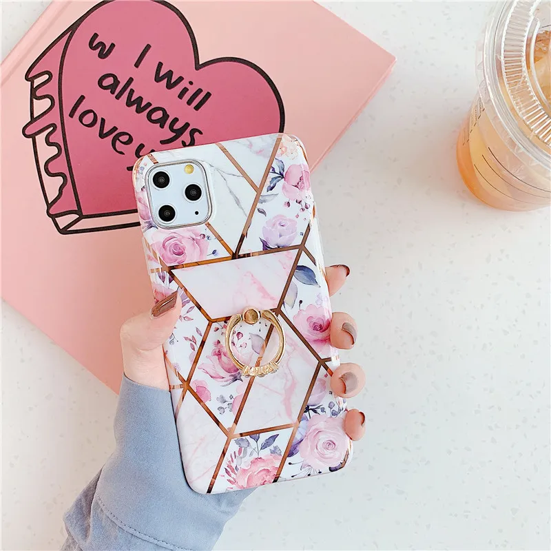 AC8349 Чехлы для телефонов Lovebay с геометрическим мрамором и текстурой для iPhone 11 Pro XR XS Max 7 8 Plus X Мягкая IMD чистая Гальваническая задняя крышка в подарок - Цвет: AC8349