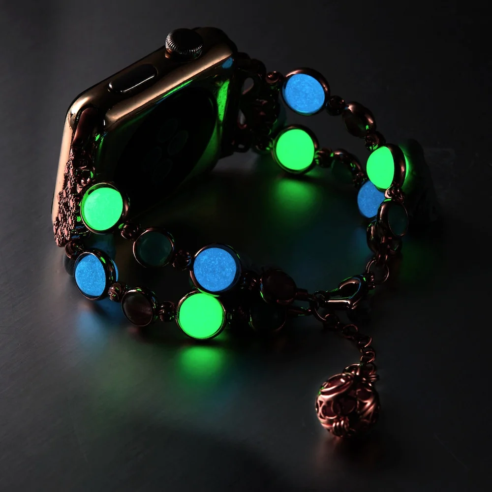 Moonlight Pearl Jewelry Strap for Apple Watch 7 SE 6 5 4 Band 41mm 45mm 44mm Metal Bracelet Strap Woman WatchBand 38 40