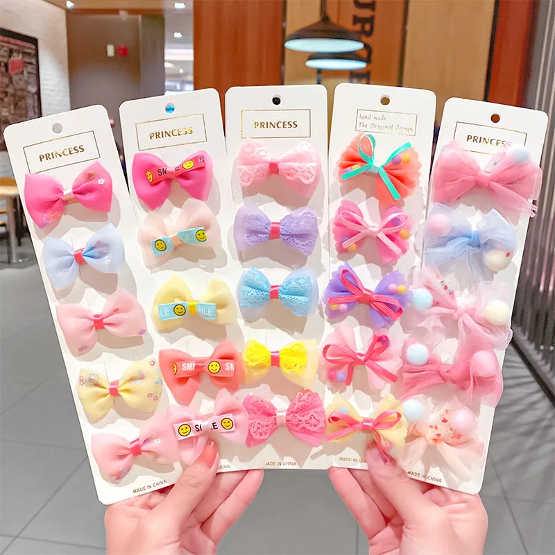 

Набор милых детских заколок для волос с бантом, милая ткань из органзы, Мультяшные полосатые аксессуары для волос для девочек, детские украш...