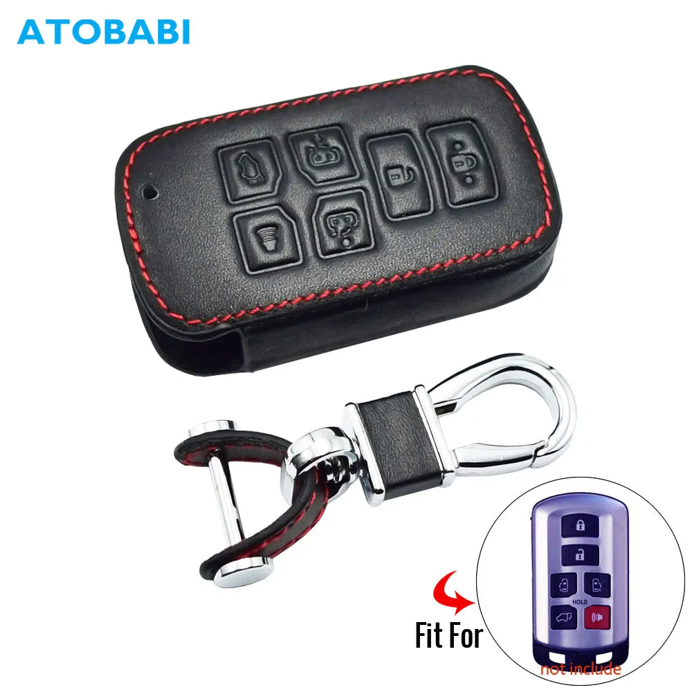 6 кнопок кожаный чехол для ключей для Toyota Sienna 2012 Tacoma Smart Keyless дистанционный брелок крышка брелок защитная сумка