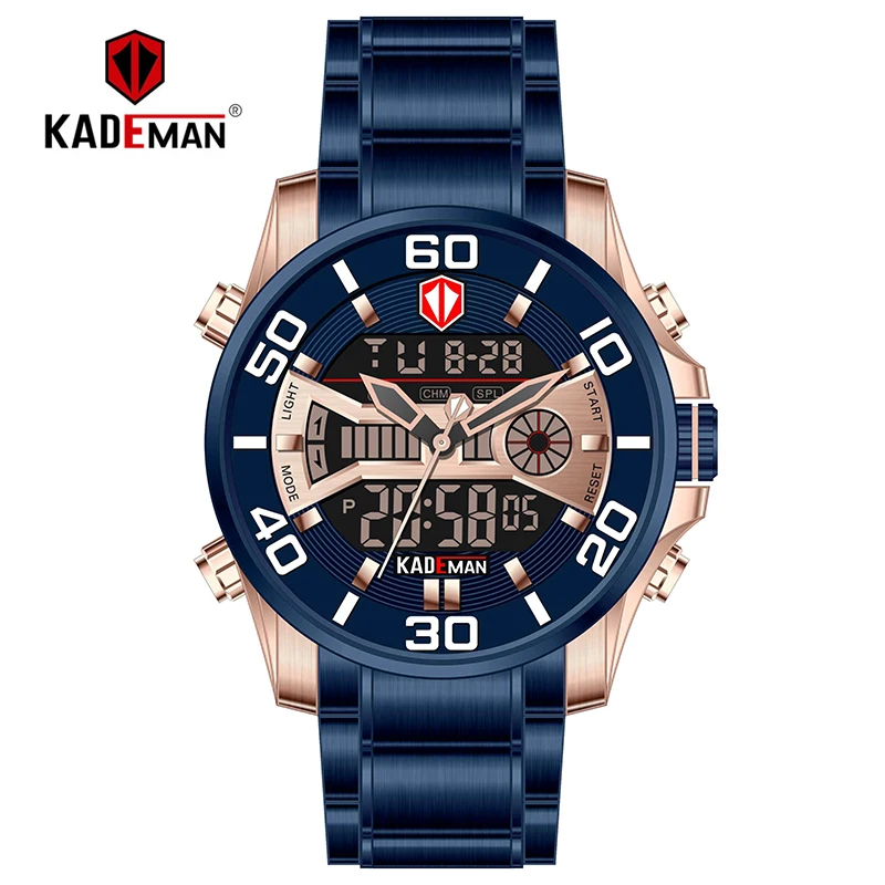 K6171-RGBE-RG-BE K6171 Роскошные мужские часы Tech светодиодный спортивные мужские часы полностью стальные 3ATM цифровые наручные часы бренд KADEMAN повседневные деловые - Цвет: K6171-RGBE-RG-BE