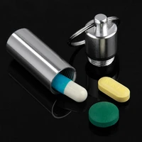 50 hot sale mini waterproof aluminum medicine pill bottle box case holder container keychain