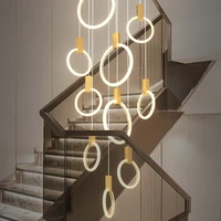 modern creative stairwell long chandelier nordic home interior lighting living room office acrylic round golden pendant lamps