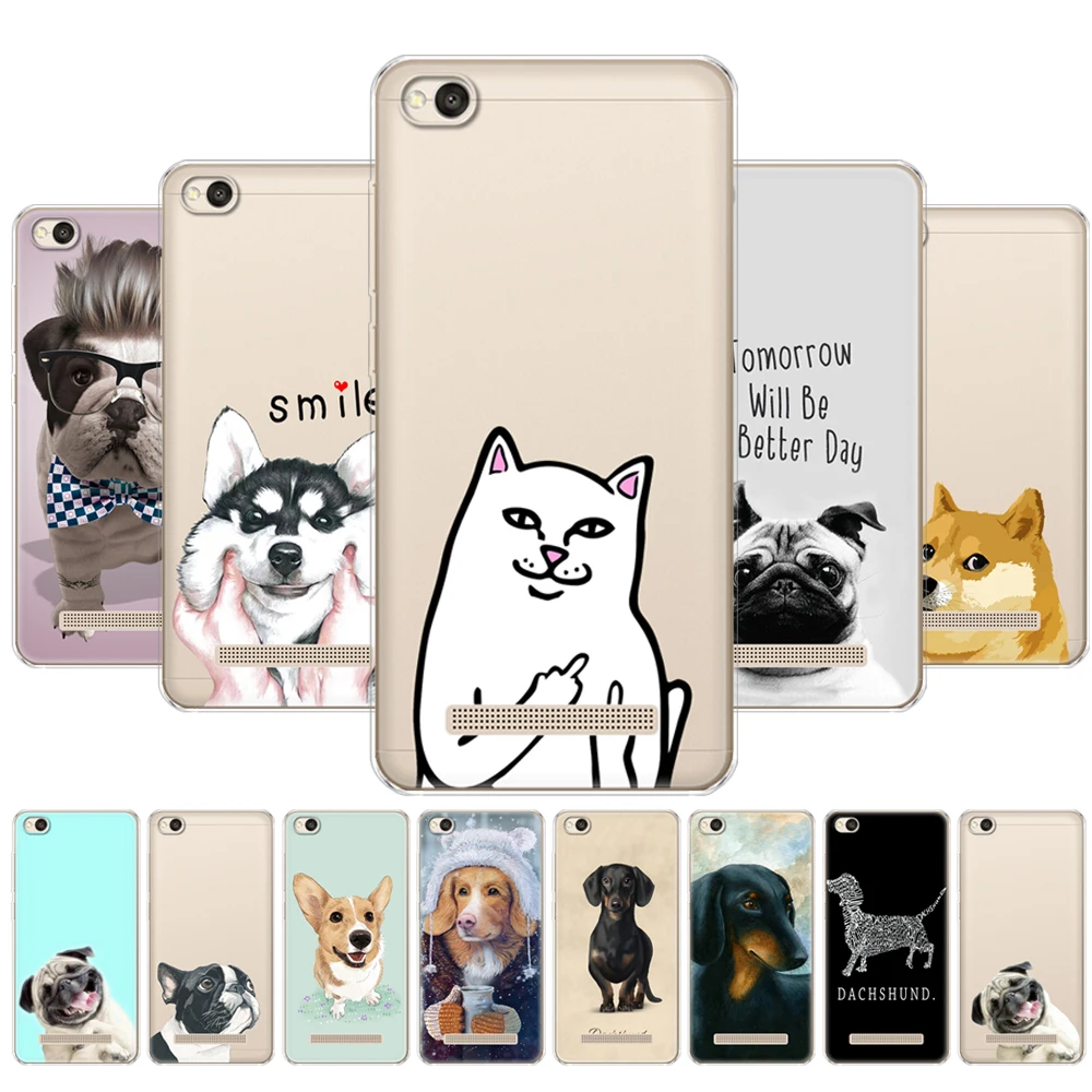 

For Xiaomi Redmi 4A Case 5.0 inch Back Phone Cover for Redmi 4A Hongmi 4a Silicon Soft Bumper Cute cat Dog husky akita bulldog