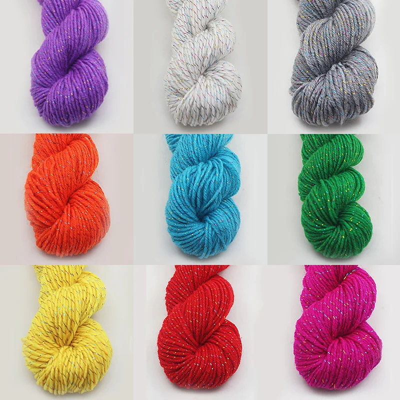 50g Glitter Wool Acrylic Yarn Crochet Thin Thread Shiny Hook Cushion Cross Stitch Hand Knitting DIY Handmade Sweater |
