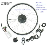 36v 500w electric bicycle conversion kit rear rotate brushless hub black motor ebike wheel with 900s display