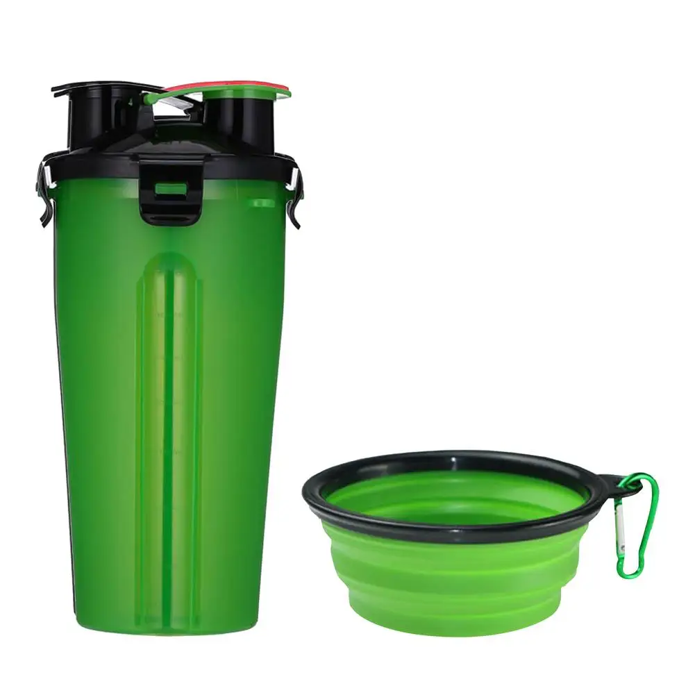 Портативная складная бутылка для воды домашних животных 2 в 1 контейнер еды со