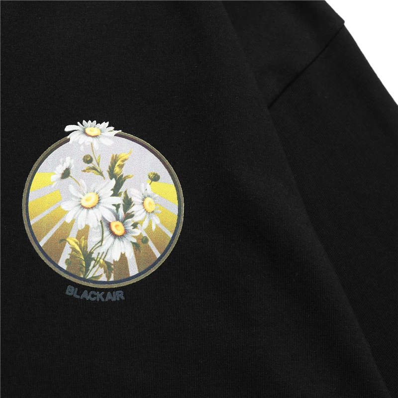 

Bebovizi Reflective Daisy Global Spread Print T Shirt Men Harajuku Korean Tshirt Long Sleeve T-Shirt Hip Hop Streetwear Tops