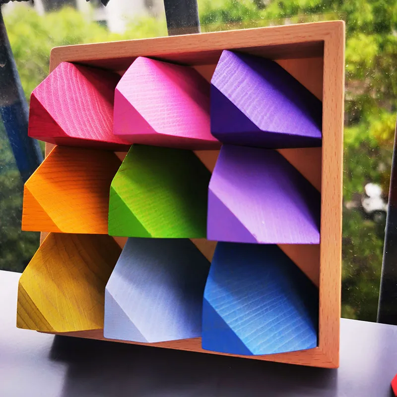 18 шт./компл. цветные деревянные кирпичи из бука/радужные блоки креативный