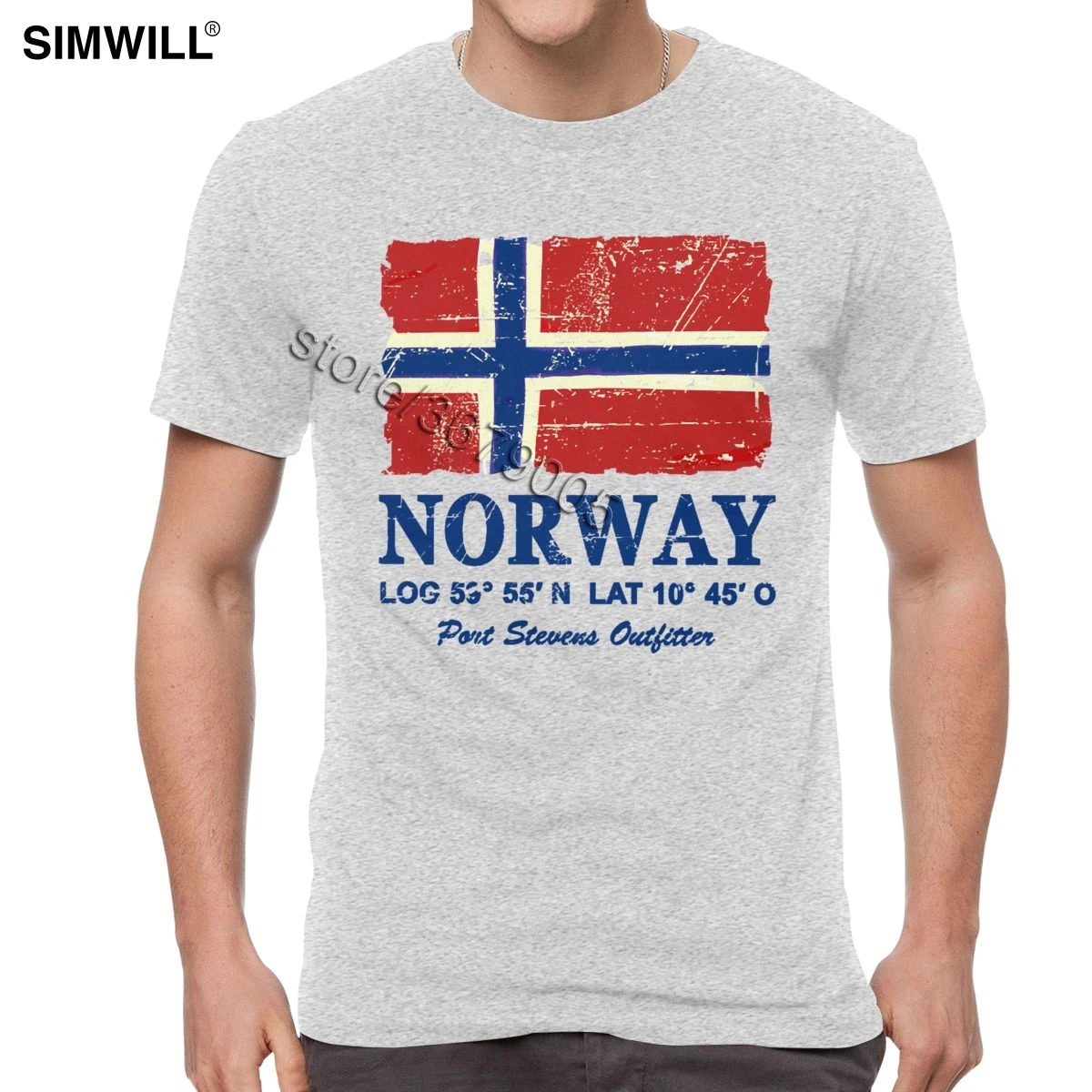 Винтажные потертые футболки с изображением норвежского флага короткими