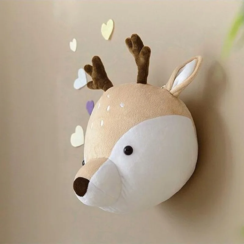 Deer Скандинавский единорог, мягкие игрушки, детский Декор для стен, кролик, слон, 3D голова животного, украшение на стену для детской комнаты, детский Декор на стену - Цвет: Deer