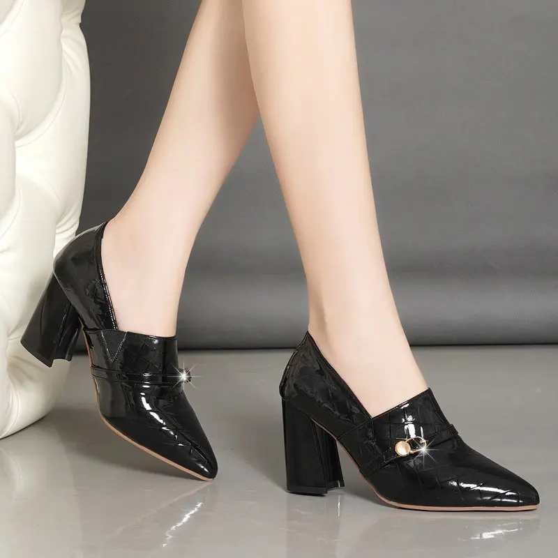 

Block Heels For Women Pumps Black Patent Shoe Pointed Wedge Sandals Ladies Slip On All-Match Basketball Platform 2021 Lace-Up Ch