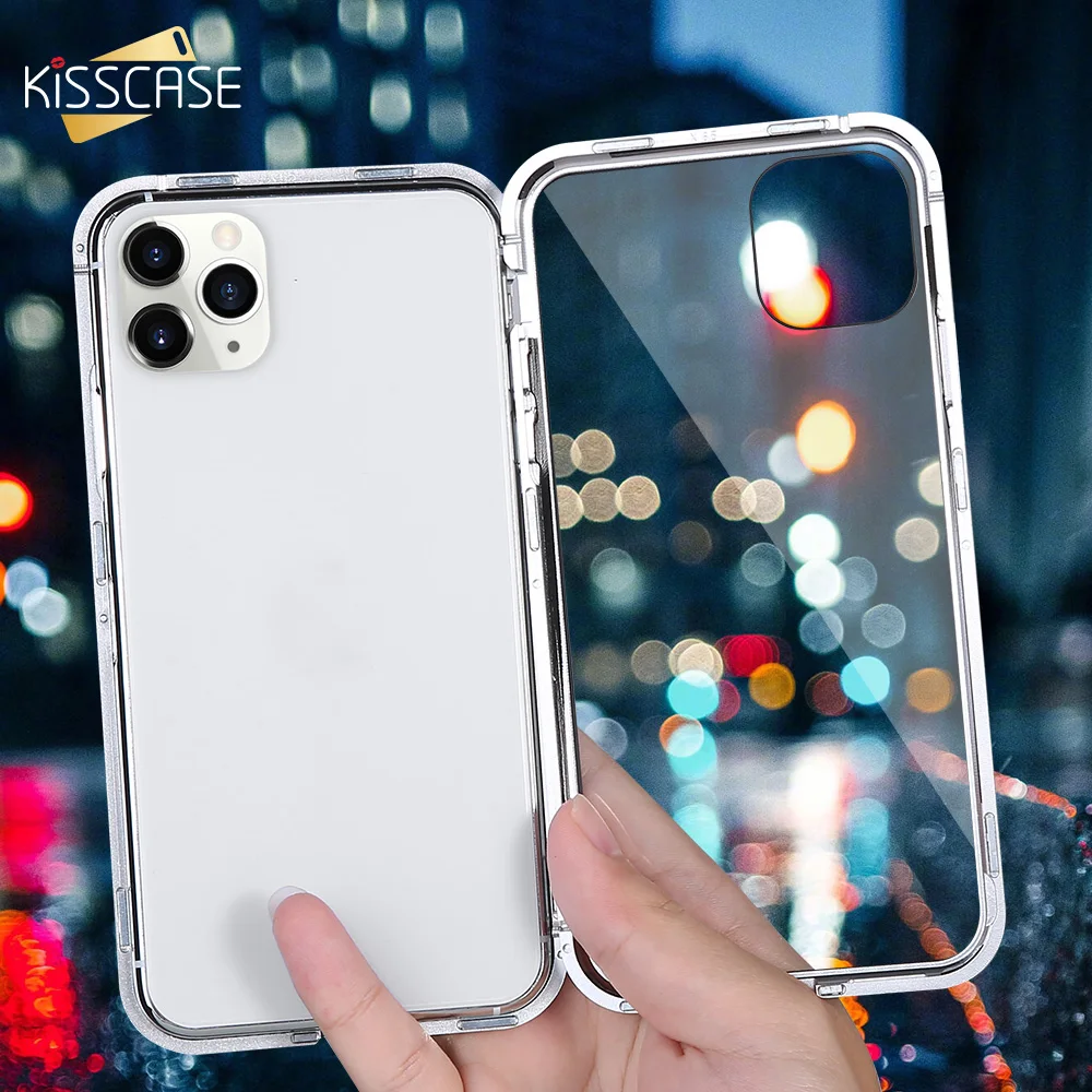 KISSCASE Magnetic King Glass Phone Case For iPhone 11 Pro MAX Tempered Cases XR 7 8 6 6S Plus X XS Back Covers |