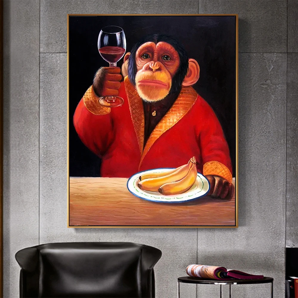 Настенная живопись на холсте с изображением животных плакат обезьяной шимпанзе